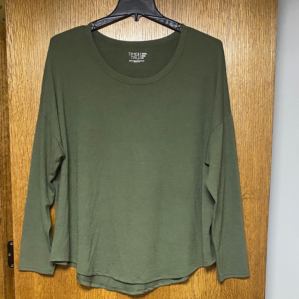 Time and Tru Women's Olive Long Sleeve Tee 3XL